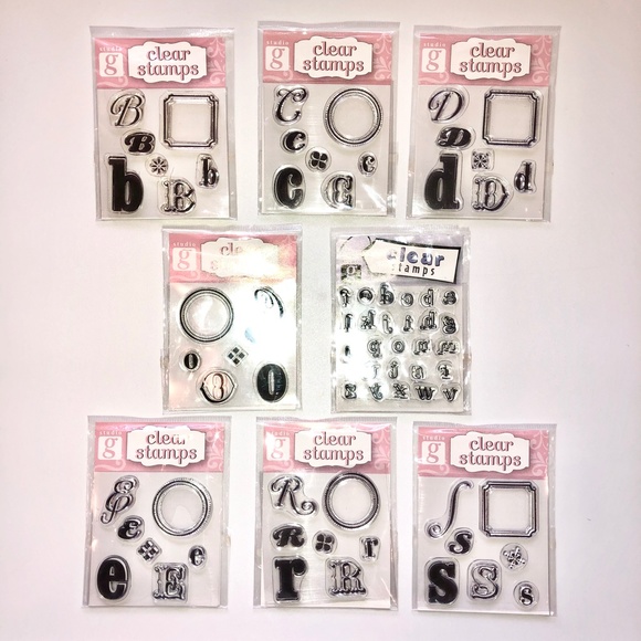 STUDIO G Alphabet Clear Acrylic Cling Rubber Stamps Set of 8 (61 Pc) RARE, NEW! - Picture 2 of 12